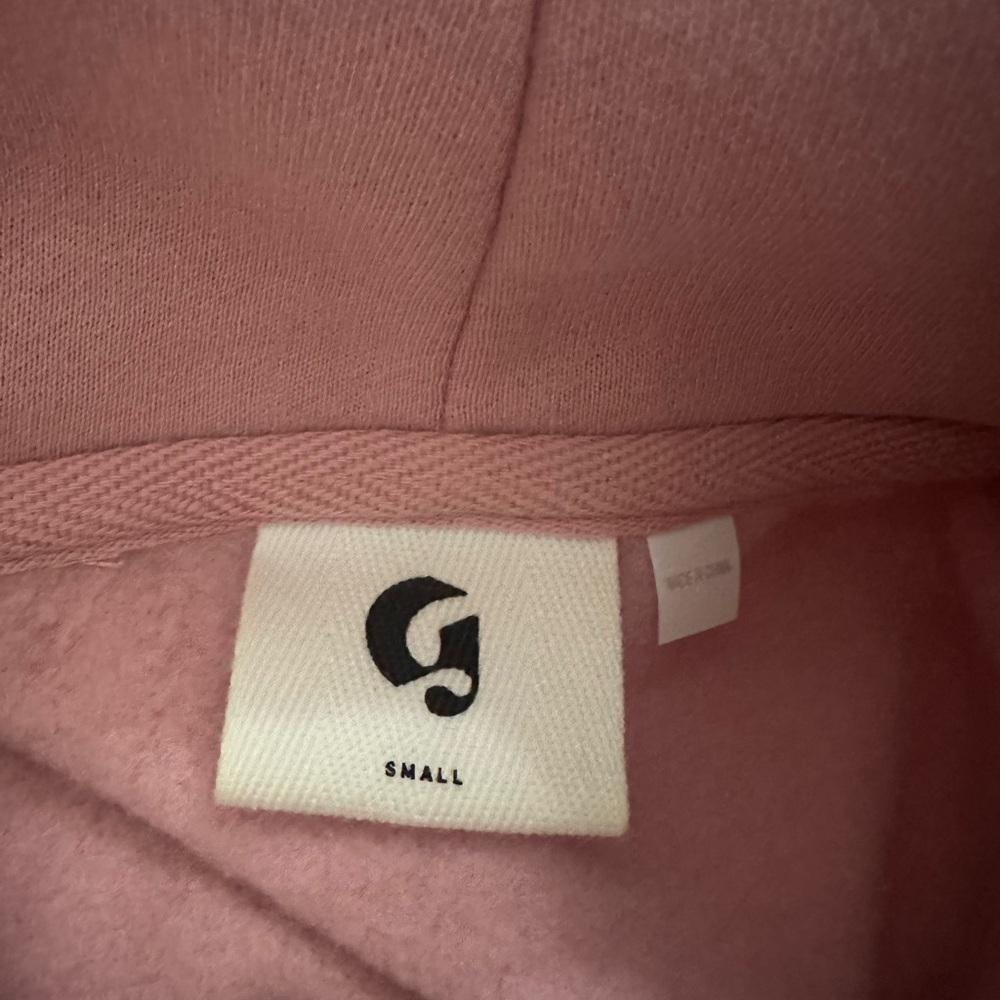Glossier pink hoodie Sz S loungewear distressed - Picture 3 of 5